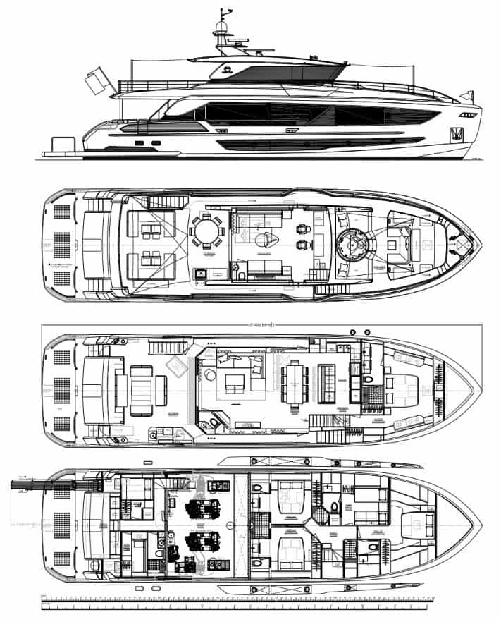 Luxury charter yacht layout diagram for RIO