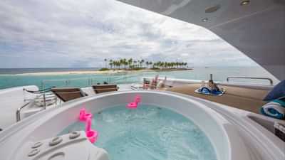 Jacuzzi on yacht in the Bahamas