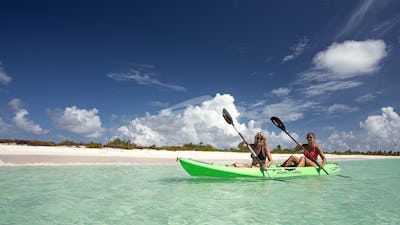 Kayaking along the shore on Barbuda