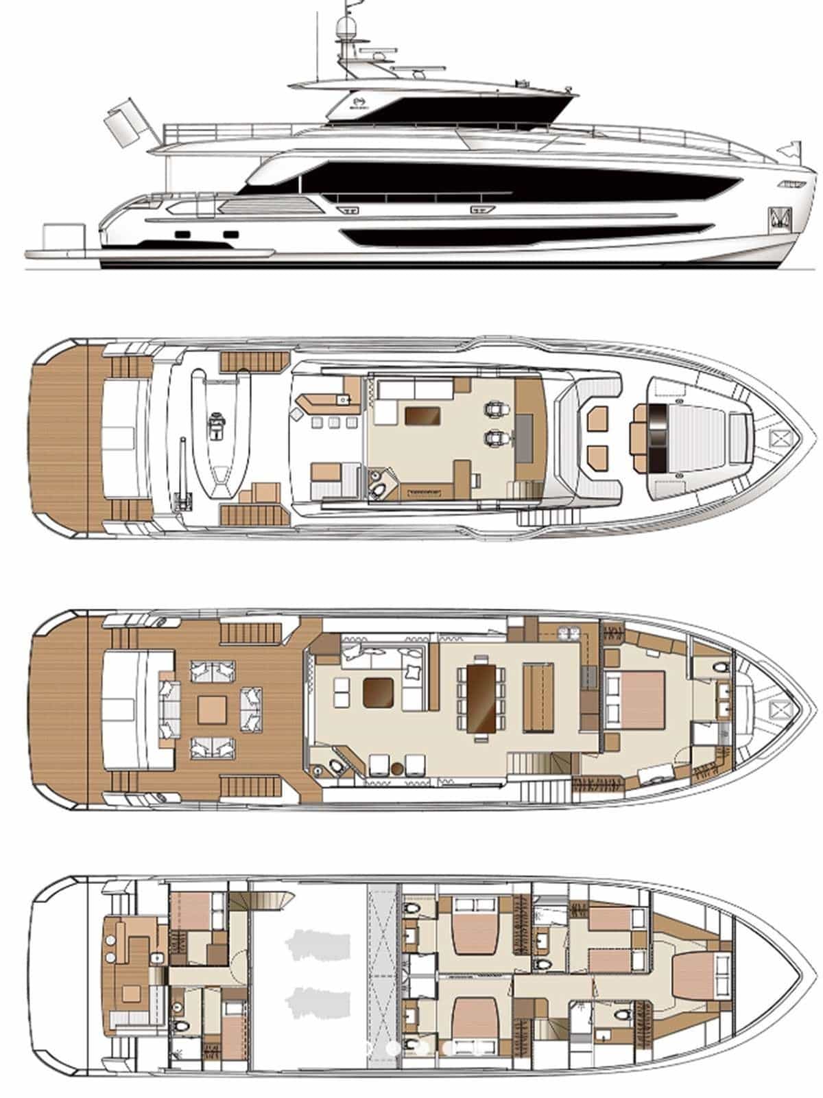 Luxury charter yacht layout diagram for AQUA LIFE