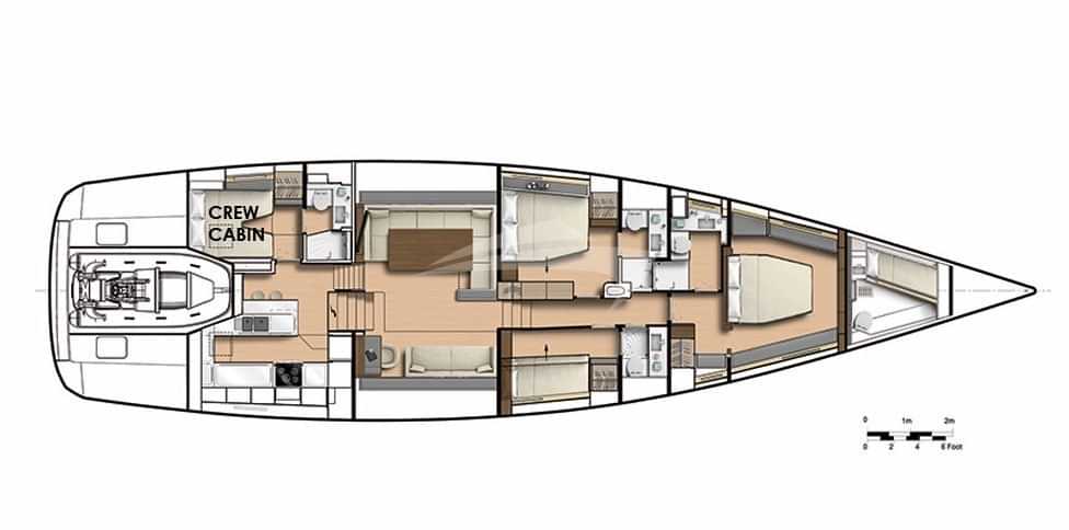 Luxury charter yacht layout diagram for SPARK III