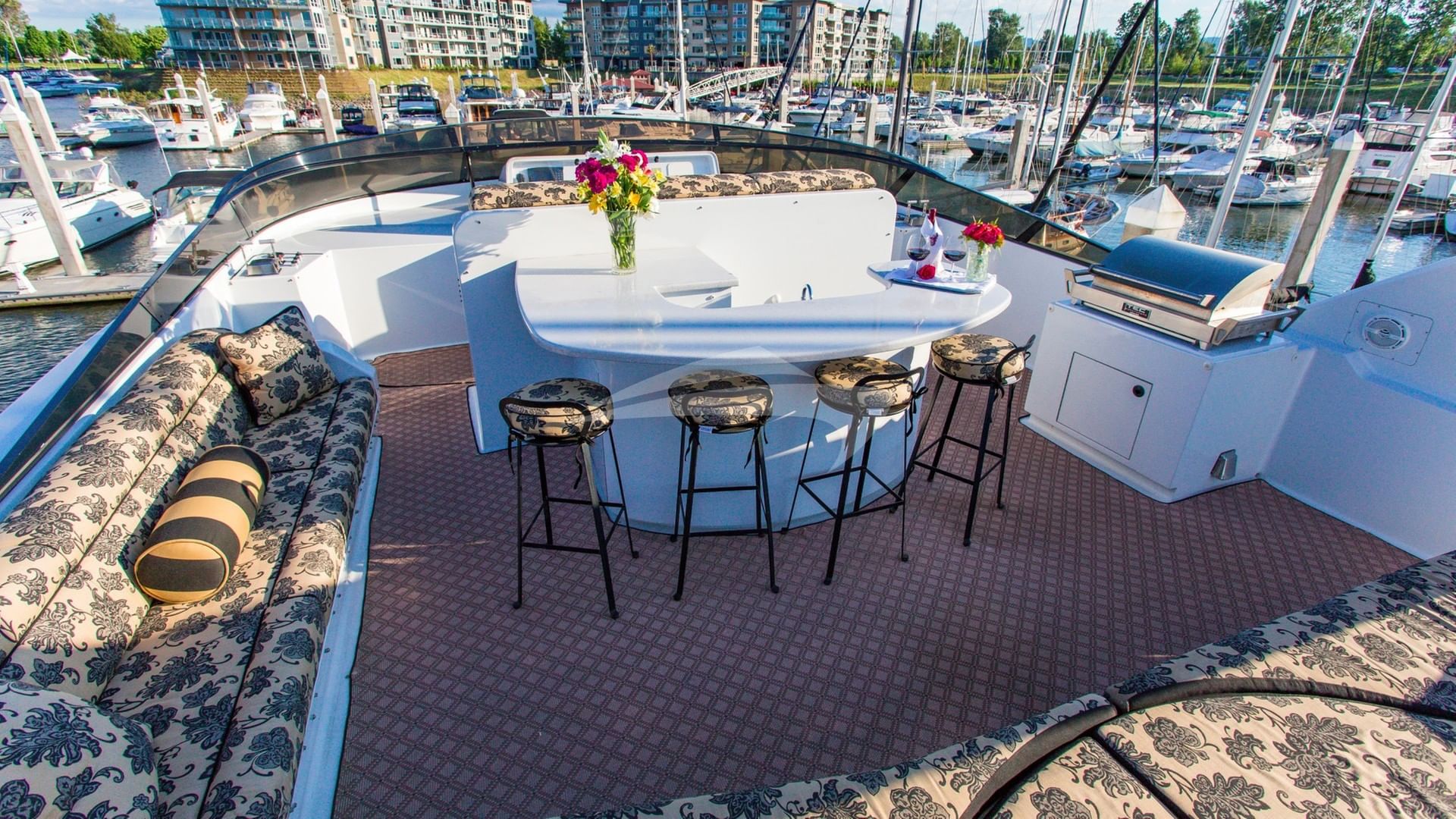 Sun Deck, with bar, BBQ, lounge, jacuzzi hot tub