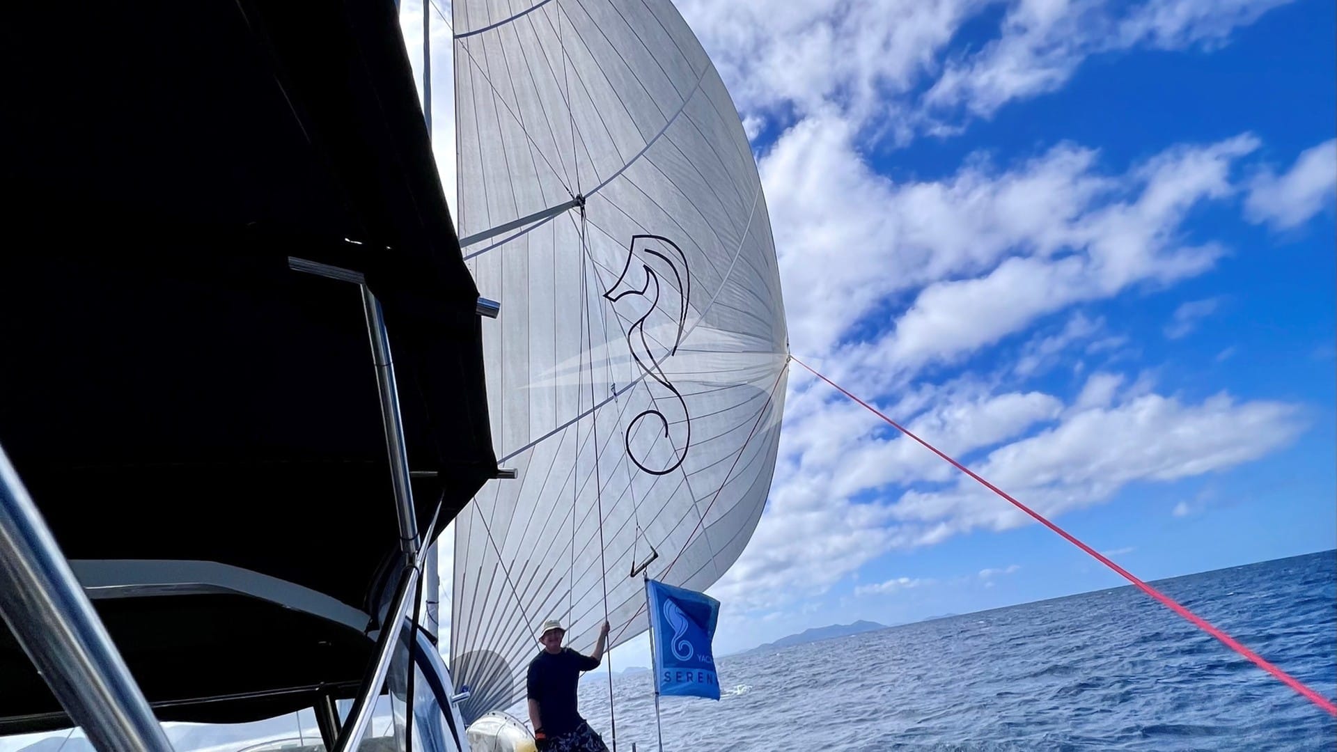 Sailing downwind with Code Zero sail