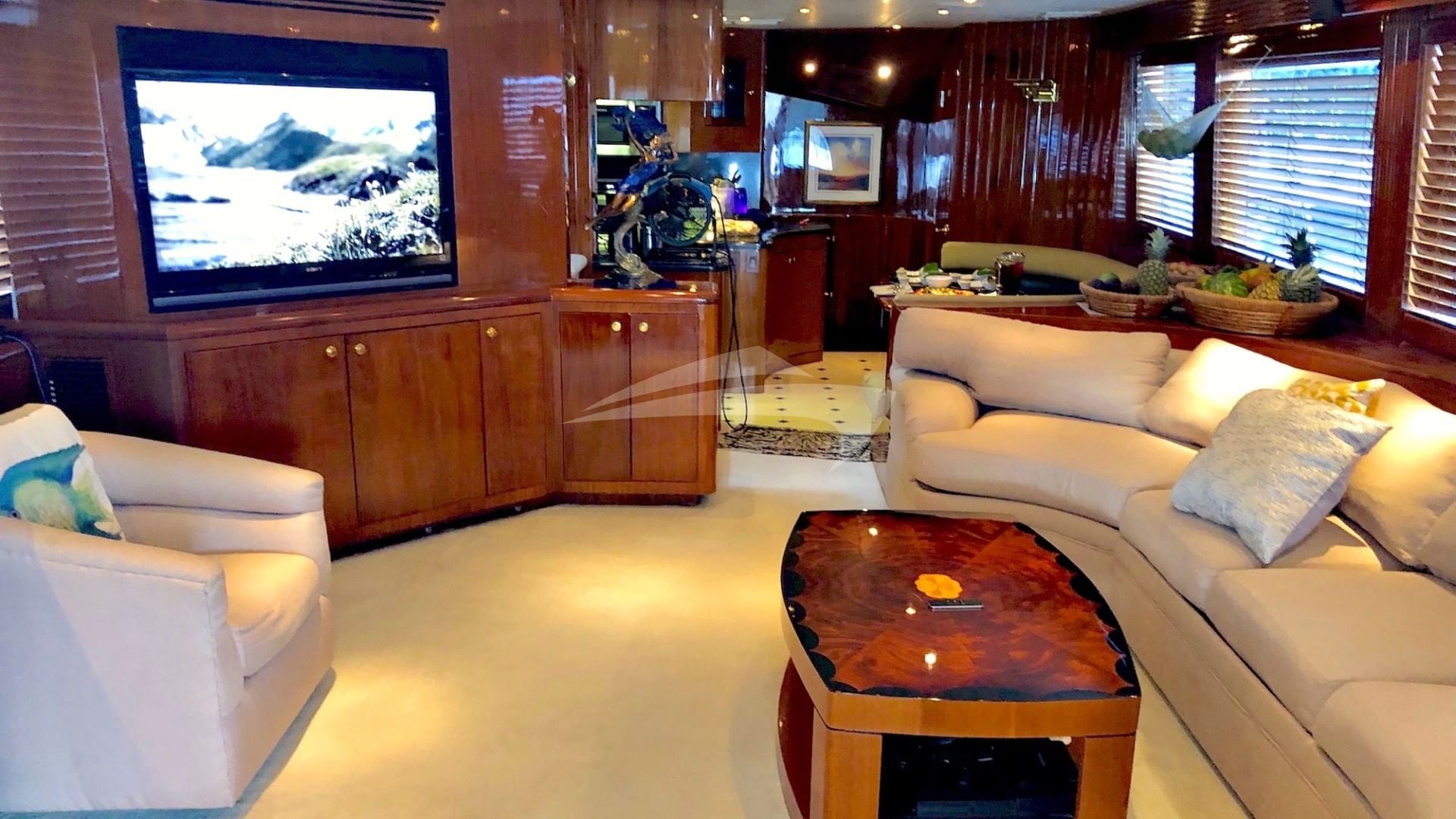 Big screen TV in the saloon