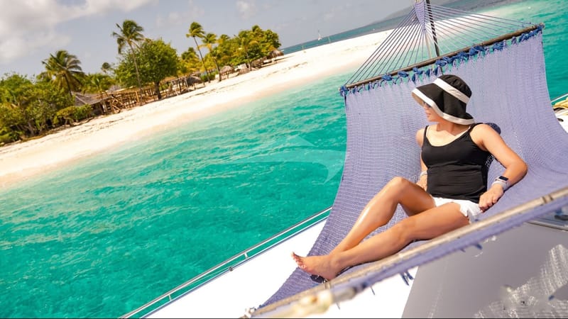 Lounging on hammock