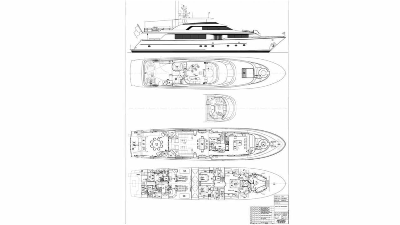 Luxury charter yacht layout diagram for LUCKY LADY