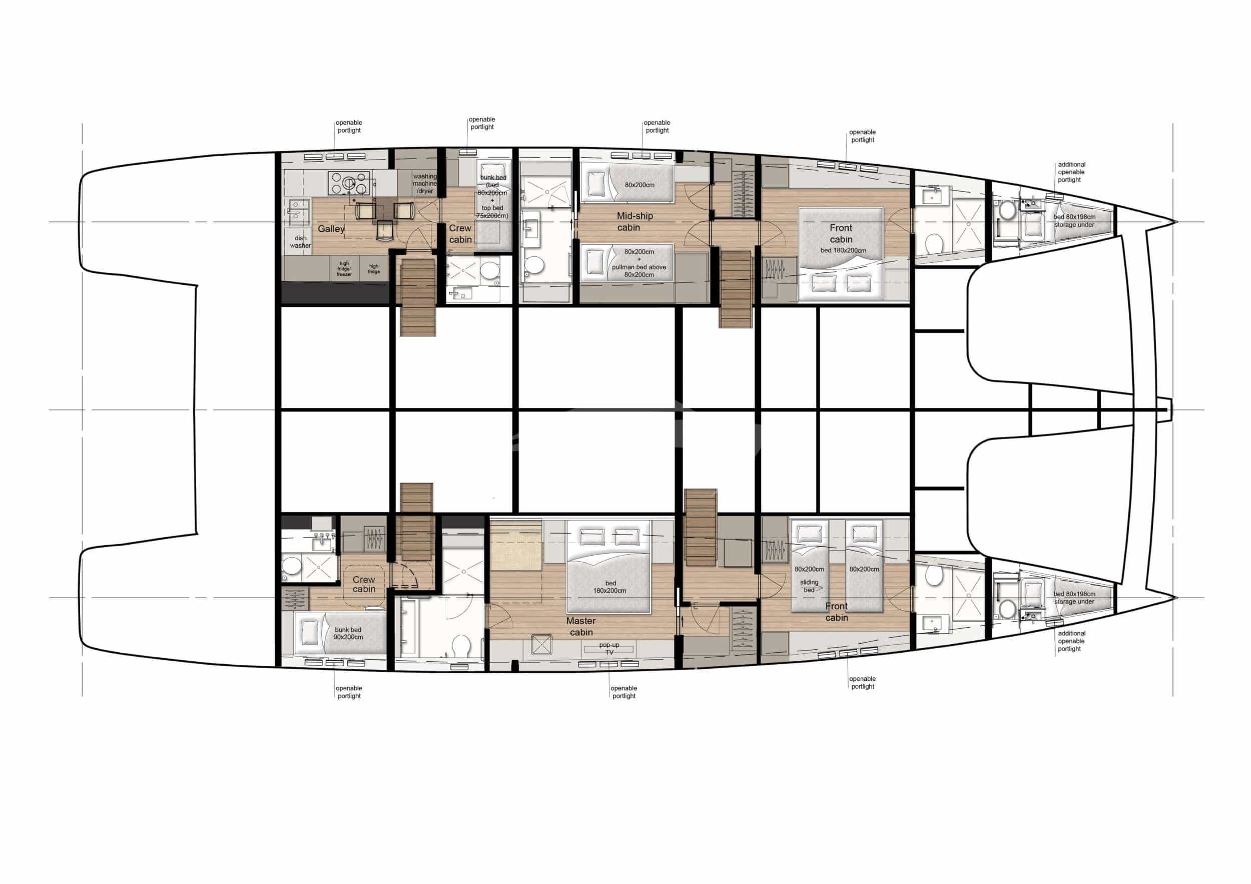 Luxury charter yacht layout diagram for VIVA LA VIDA