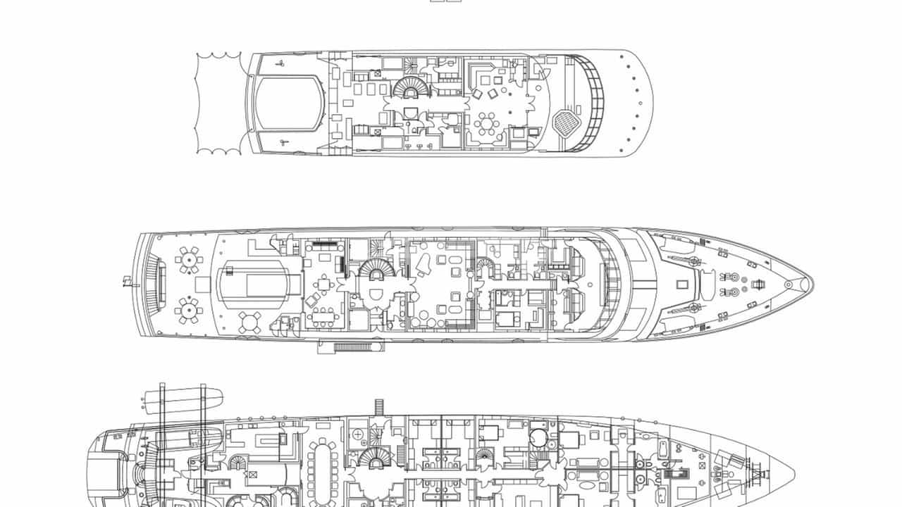 Luxury charter yacht layout diagram for GRAND OCEAN