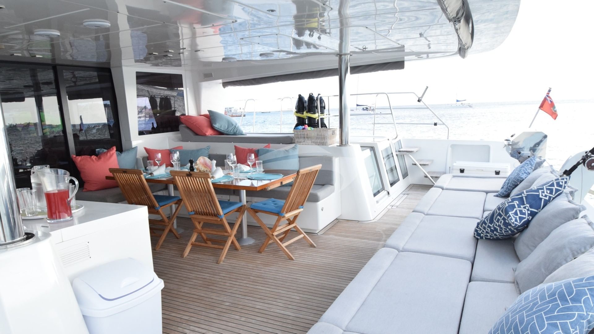 Spacious aft lounge and dining area