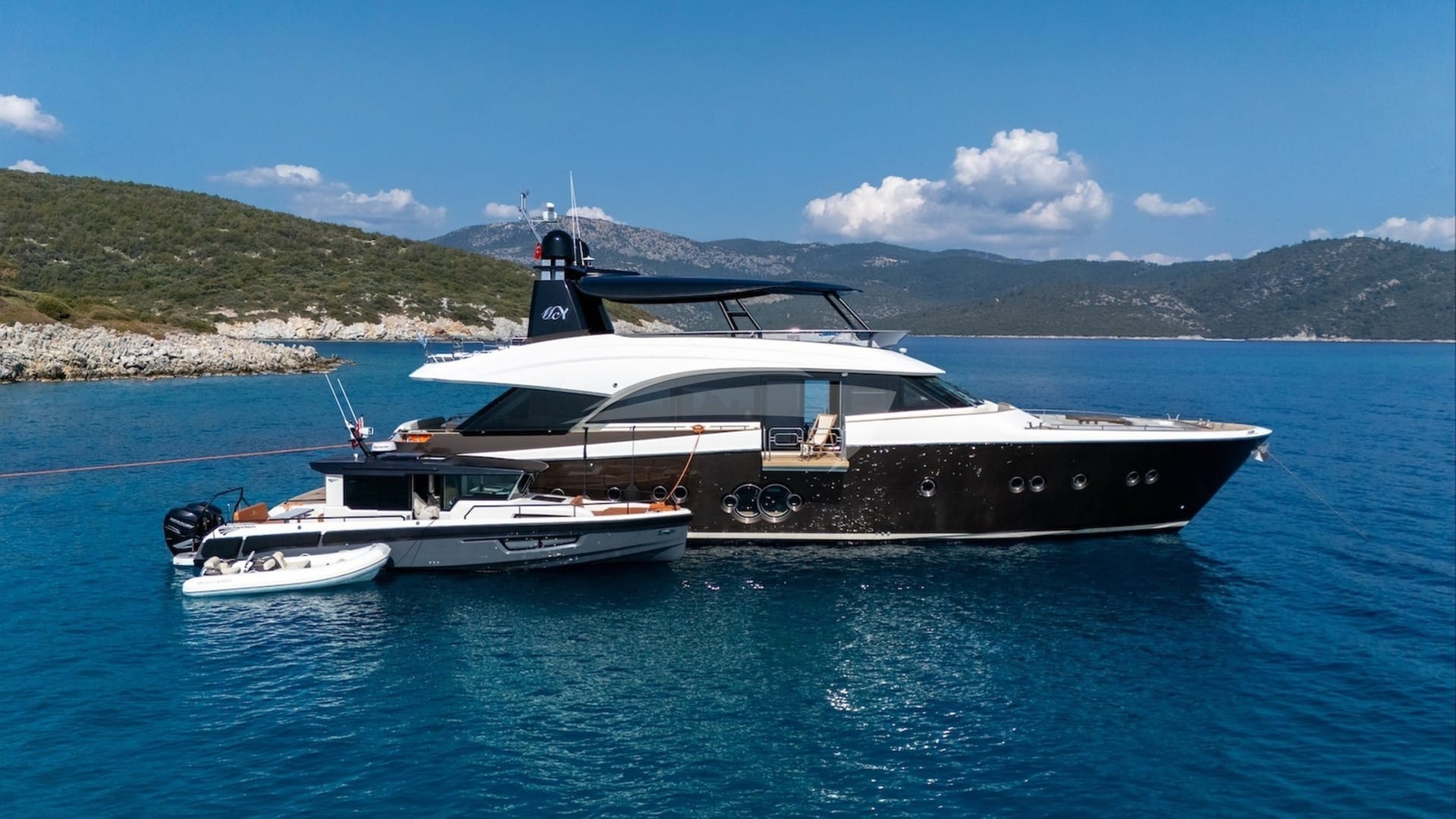 At anchor with tender