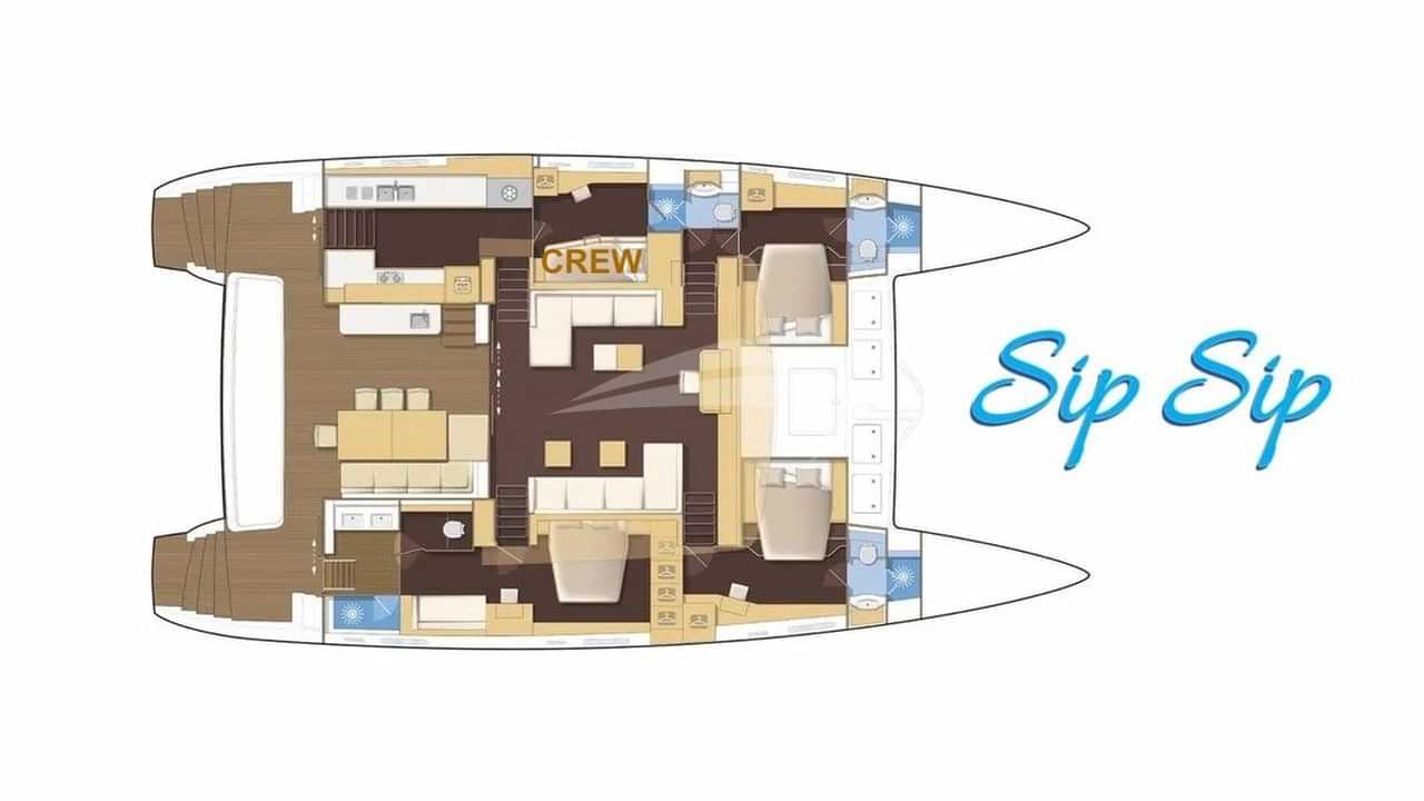 Luxury charter yacht layout diagram for SIP SIP
