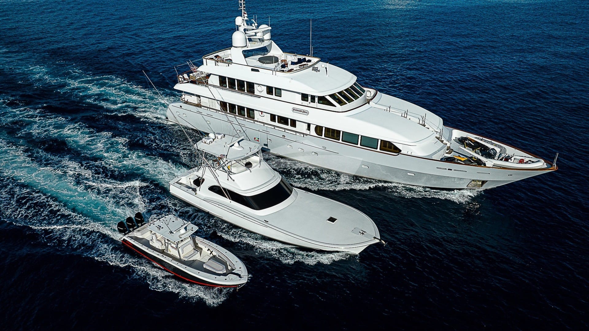 Available for a package charter with both vessel seen in picture (132' Trident and 32' Invincible). This package is separate from "Reel Deal" charters. Please see Motor Yacht "Package Deal" from details.