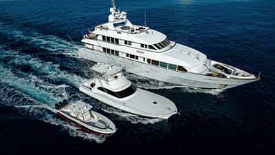 Available for a package charter with both vessel seen in picture (132' Trident and 32' Invincible). This package is separate from "Reel Deal" charters. Please see Motor Yacht "Package Deal" from details.