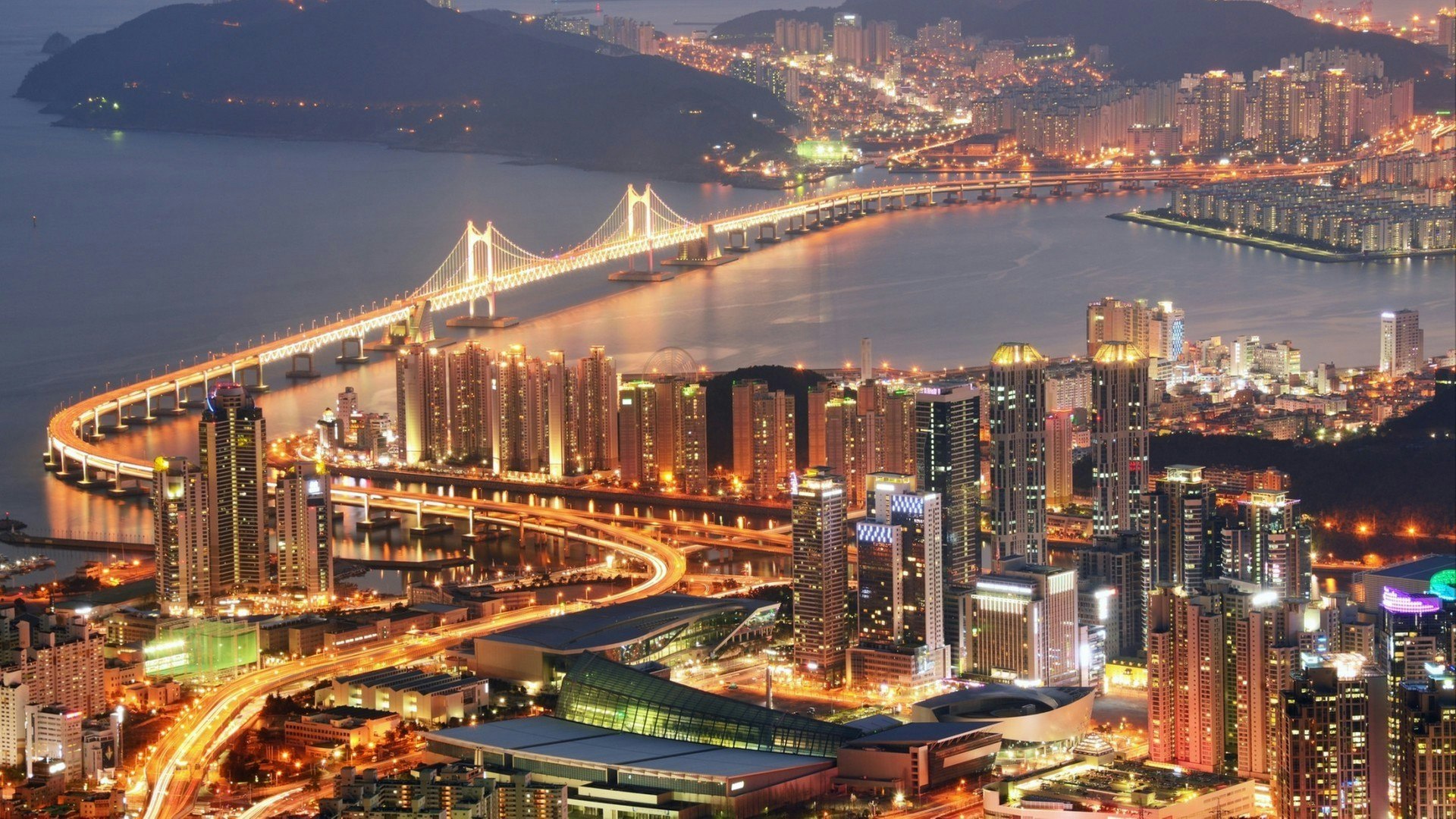 Skyline of Busan, South Korea at night