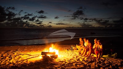 Nighttime campfire on the beach on Barbuda
