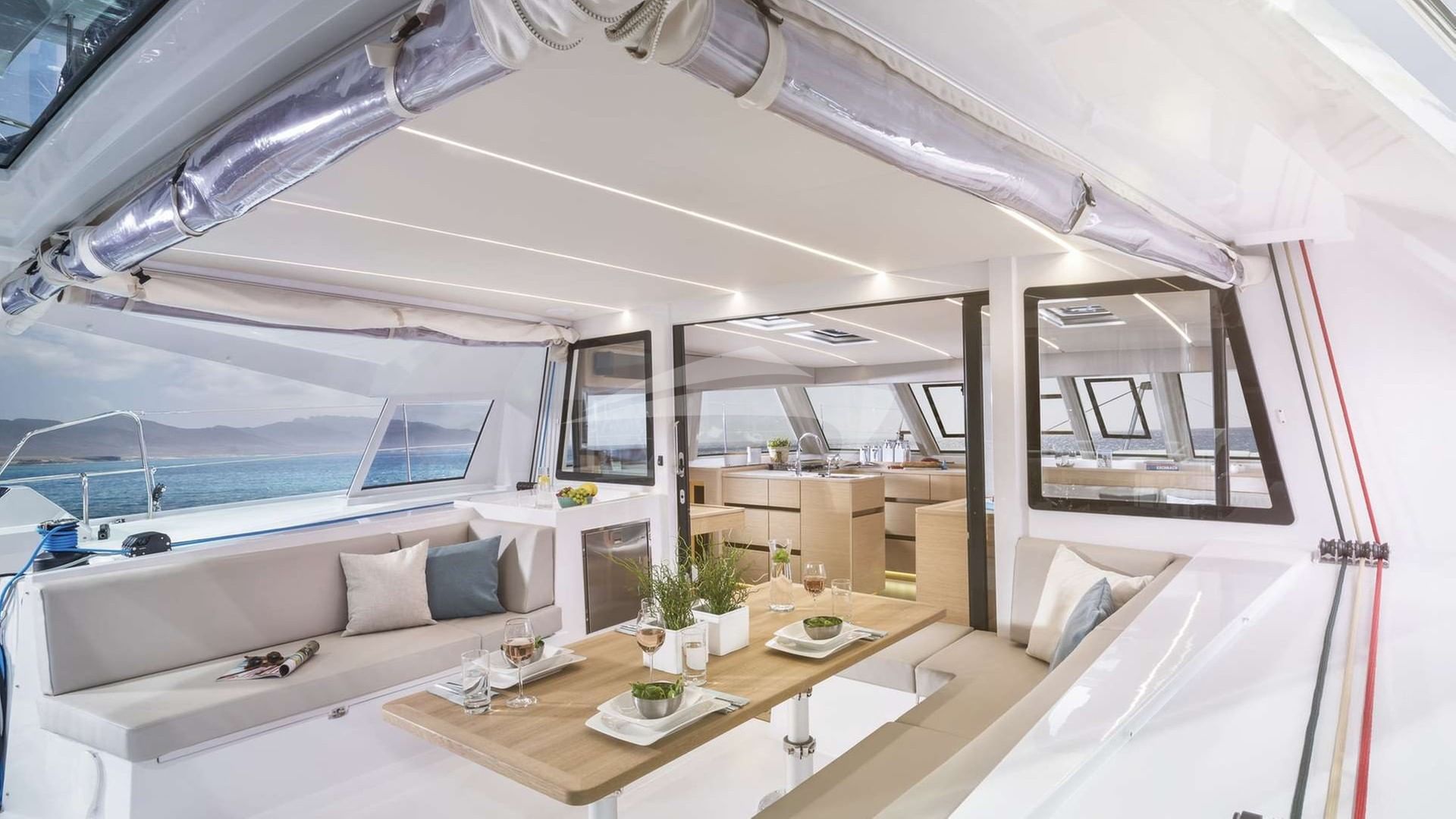Spacious aft deck dining