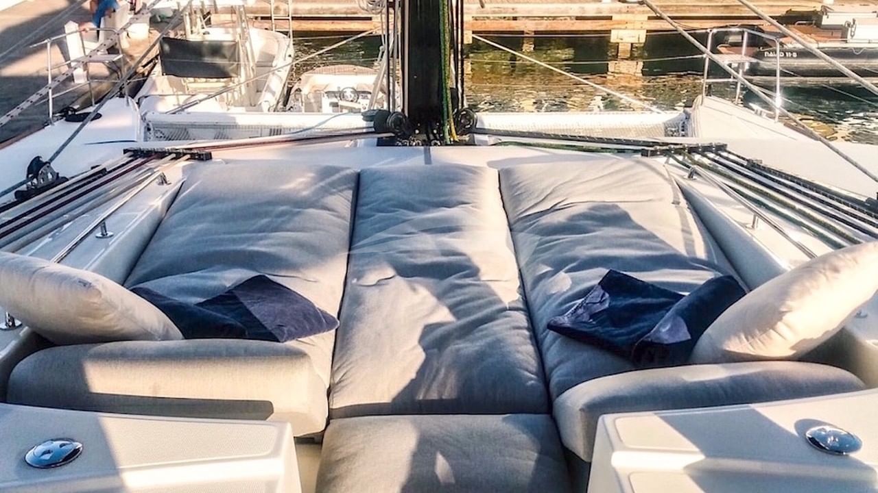 Coachroof sunning on the flybridge