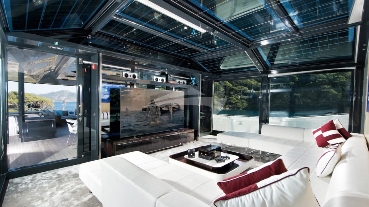 Sundeck media room with 88" Smart TV
