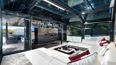 Sundeck media room with 88" Smart TV