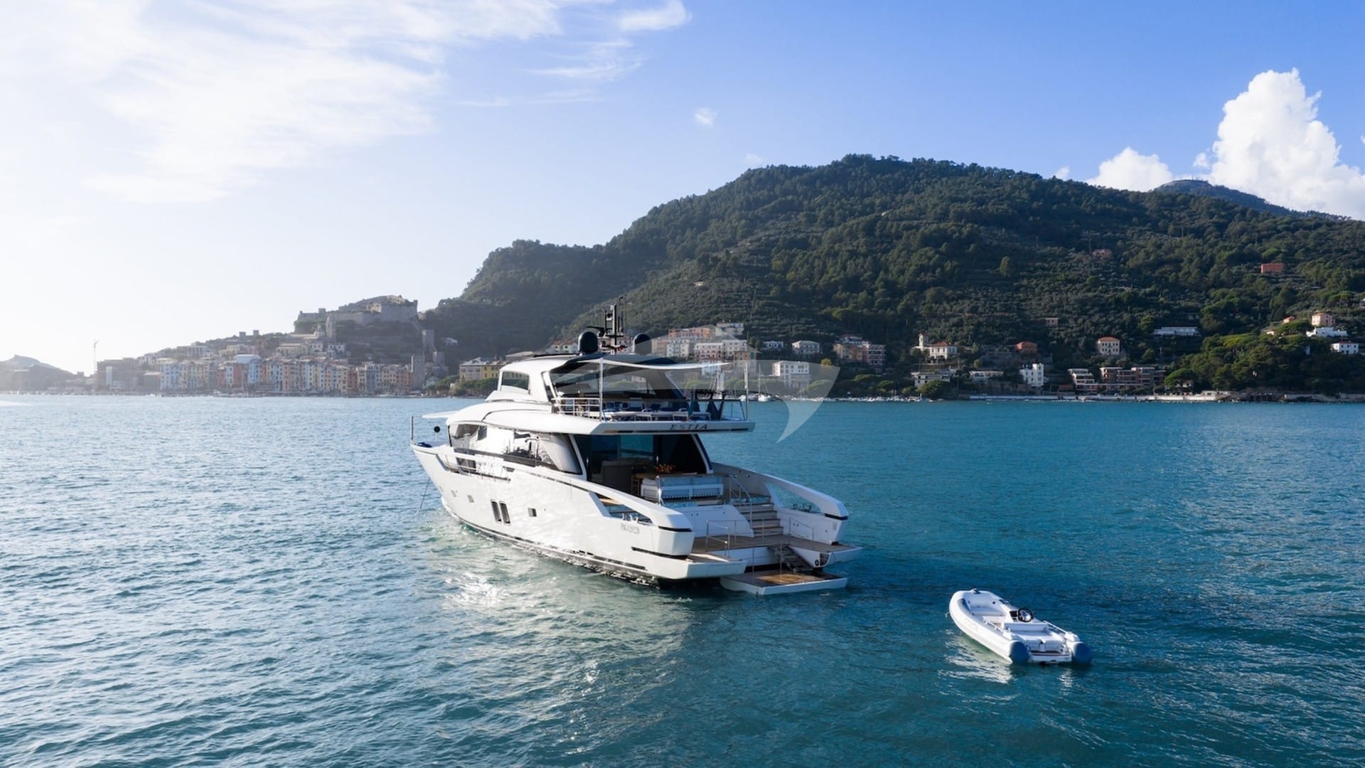 At anchor with tender