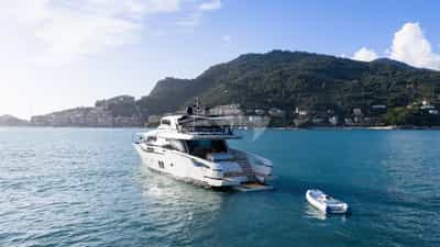 At anchor with tender