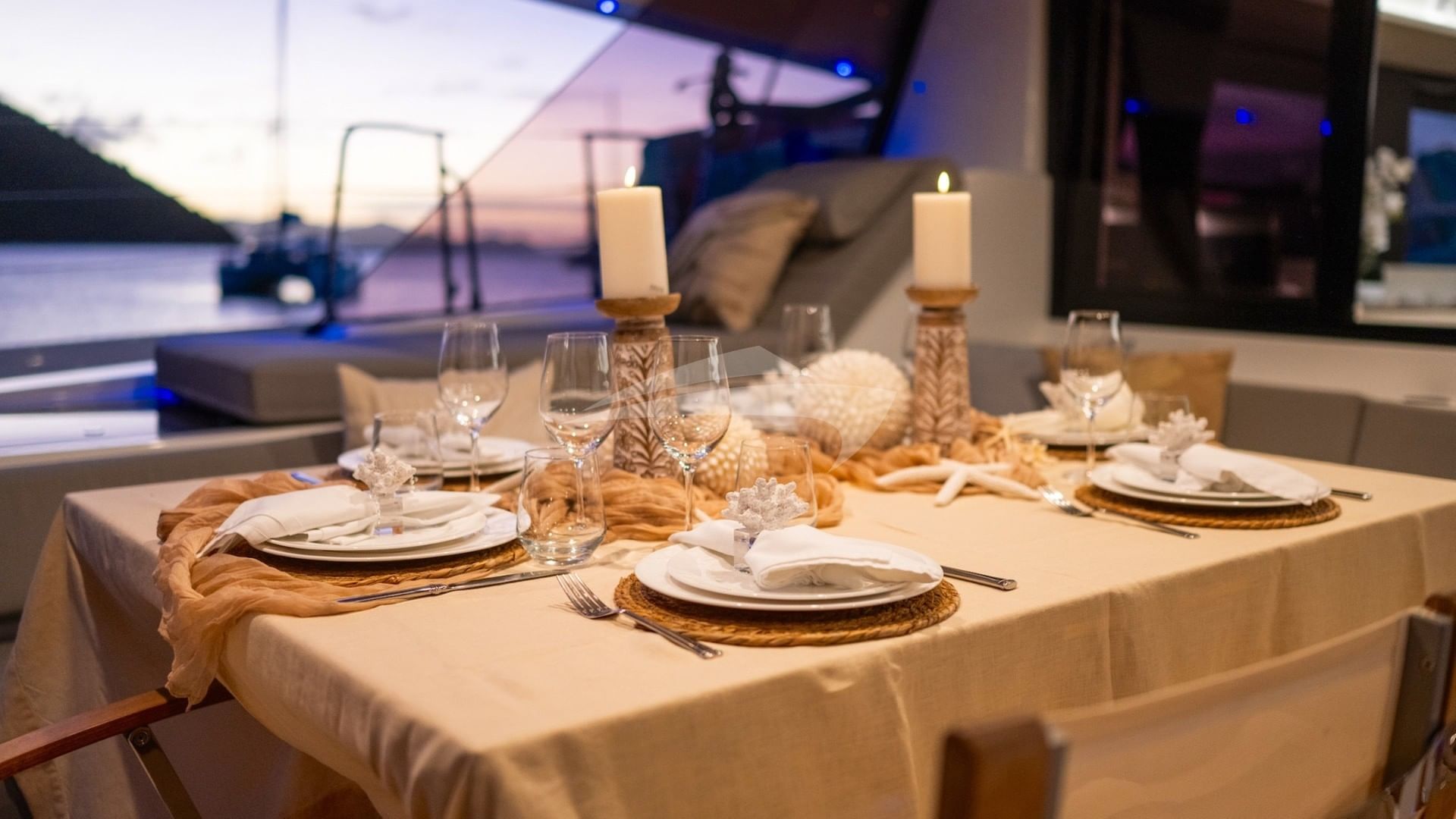 Dining on the aft deck