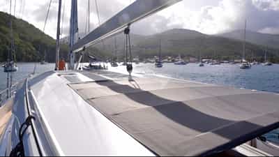Top with bimini cover over cockpit