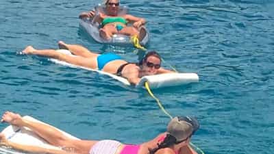 Enjoying the soft Caribbean Sea