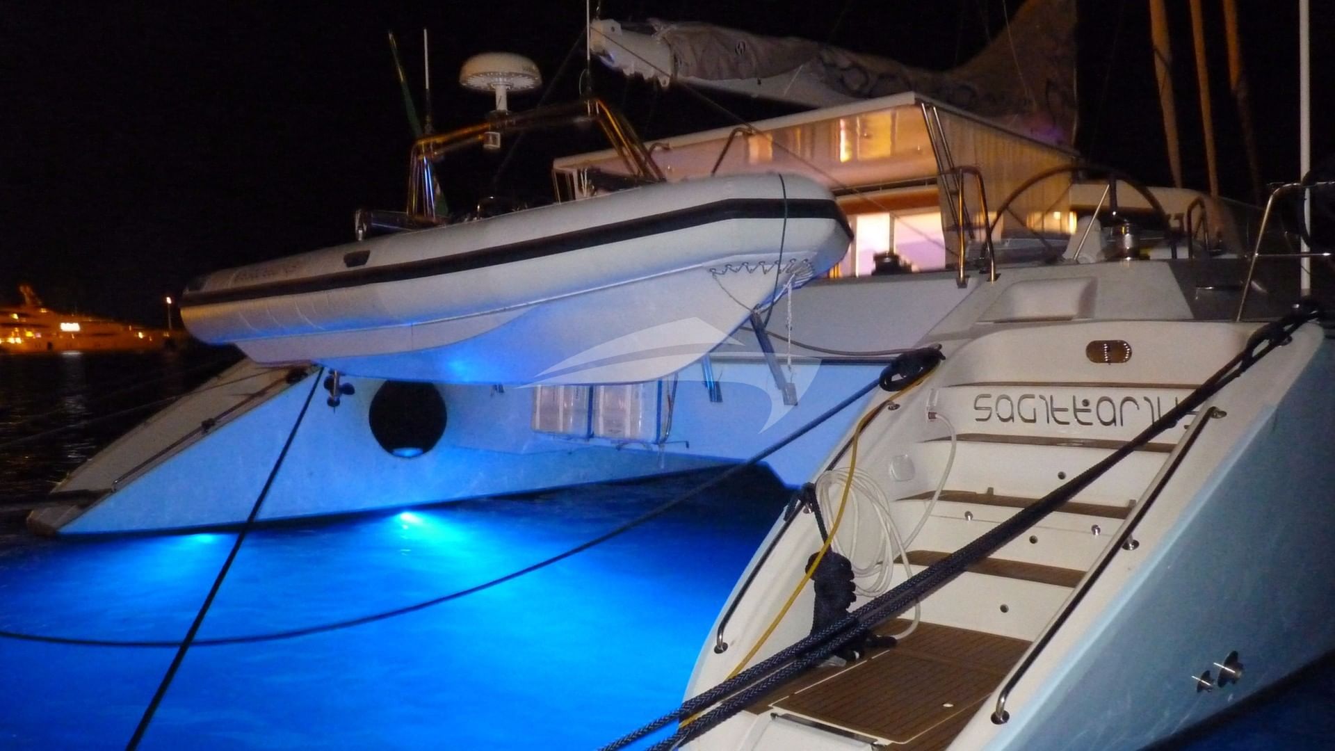 Aft view with night lights
