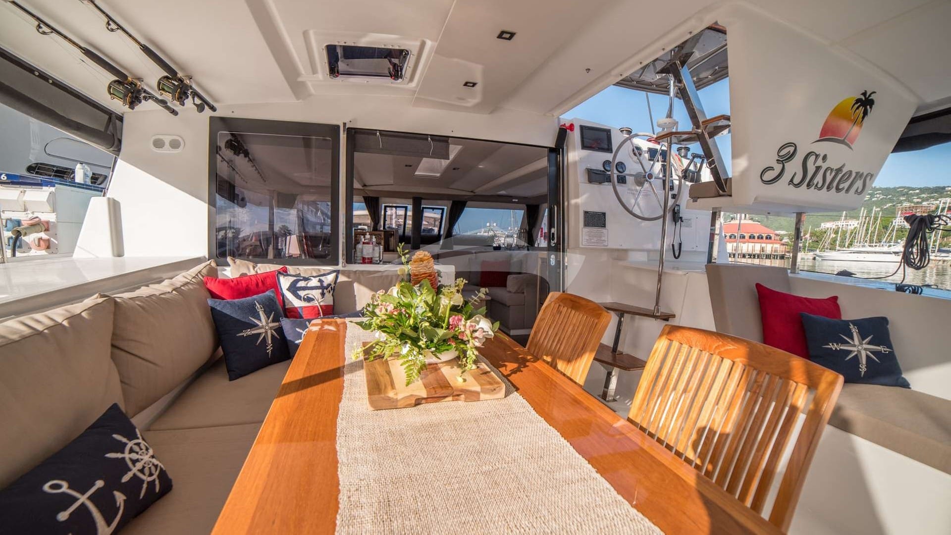 Spacious cockpit dining area