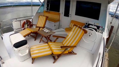 Loungers on the flybridge deck