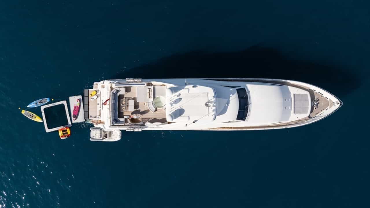 Aerial view at anchor
