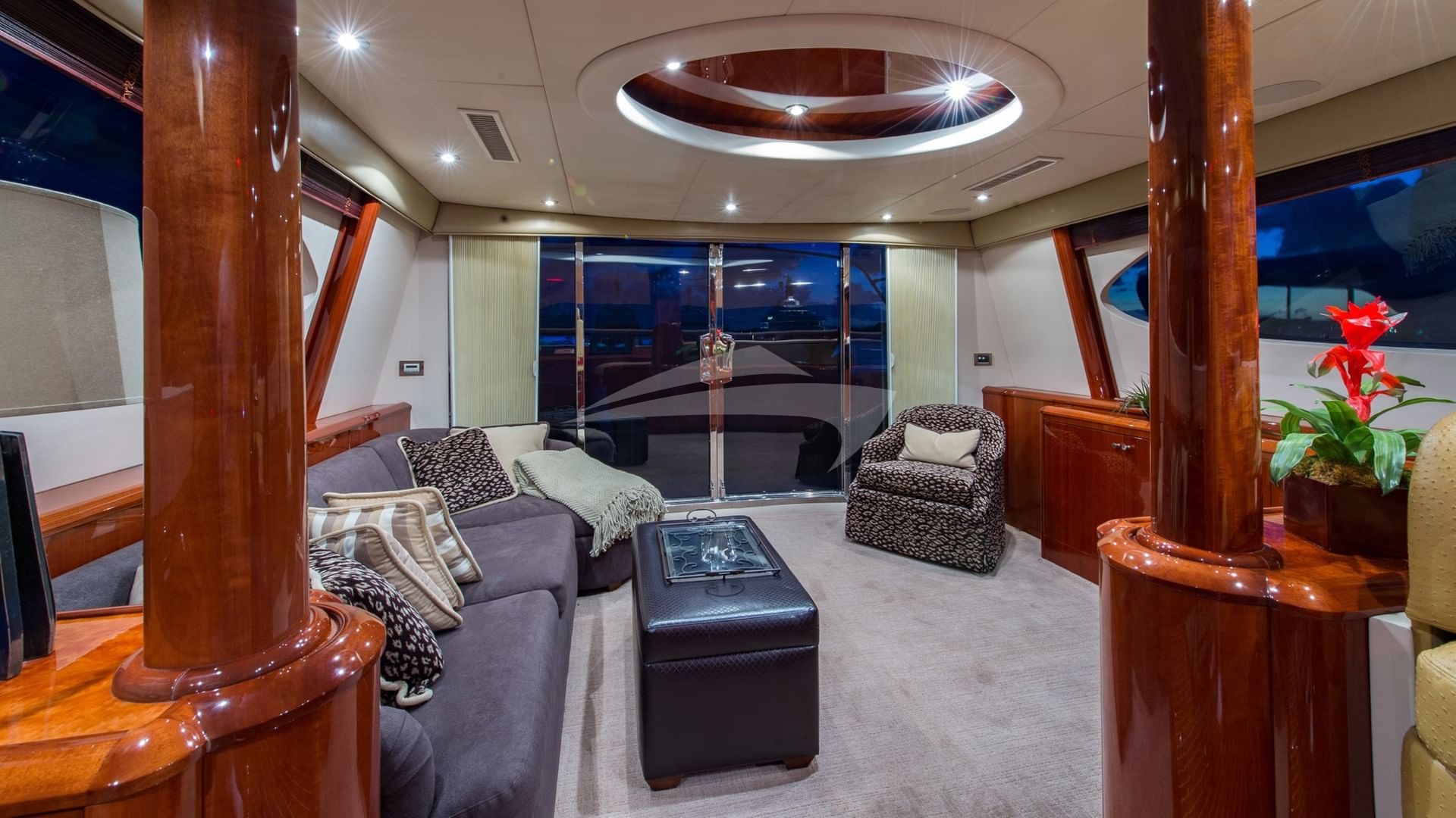 Enclosed Flybridge Lounge Aft View