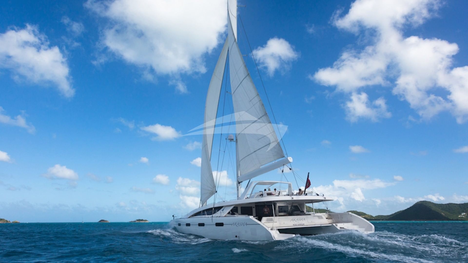 Rushing up the channel under full sail.