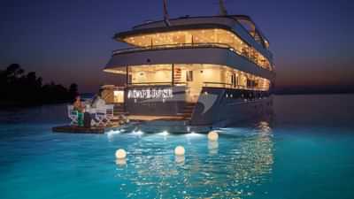 Romantic meal on platform