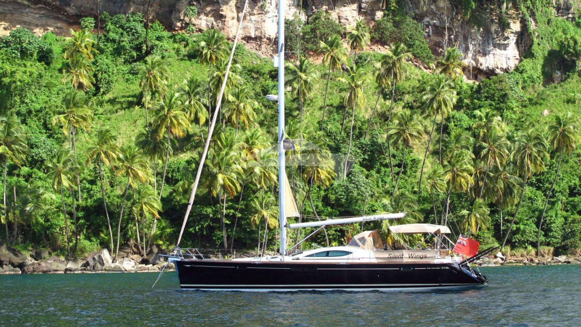 At anchor in lush green Grenadines
