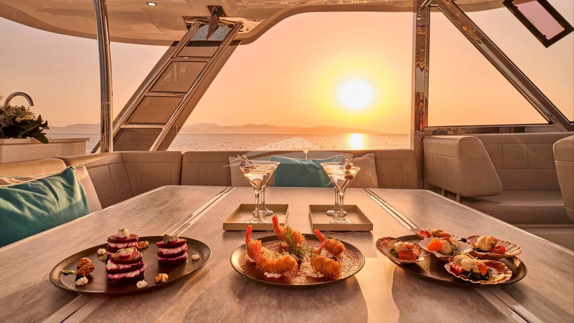 Aft Deck Dining at Sunset