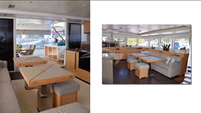 The spacious saloon on SaniSeas