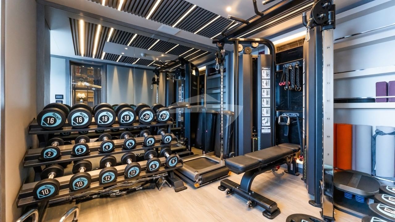Well equipped gym on upper deck