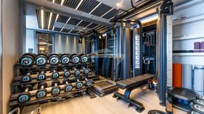 Well equipped gym on upper deck