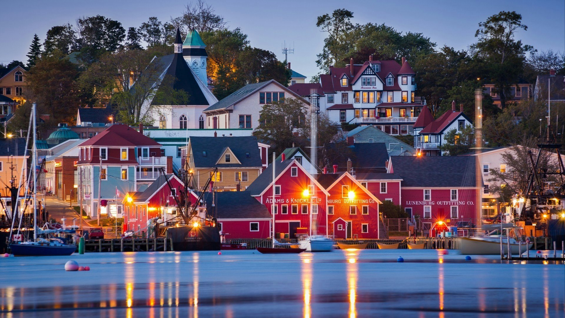 View of the famous harbour front of Lunenburg