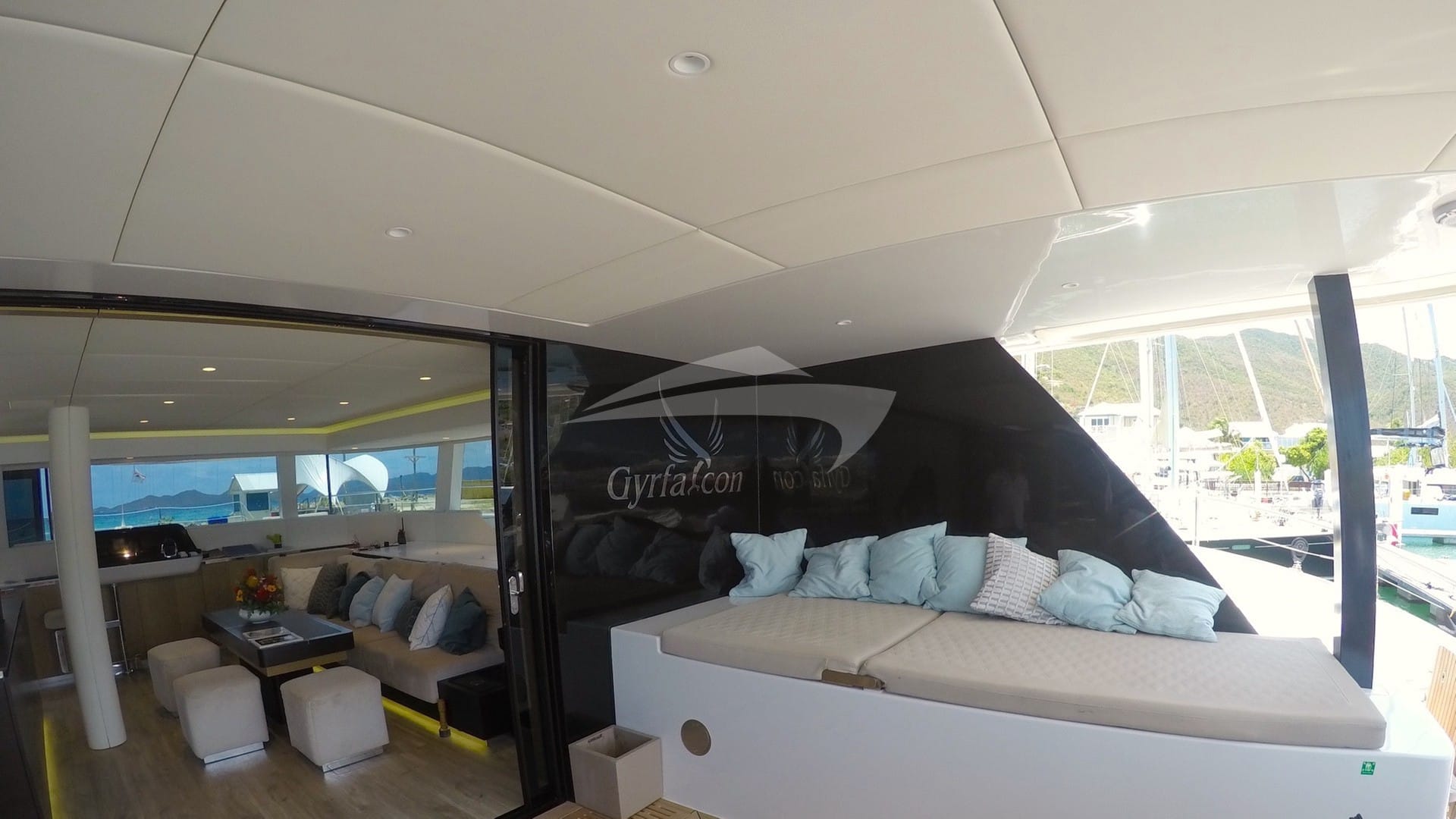 Aft lounging area and the saloon