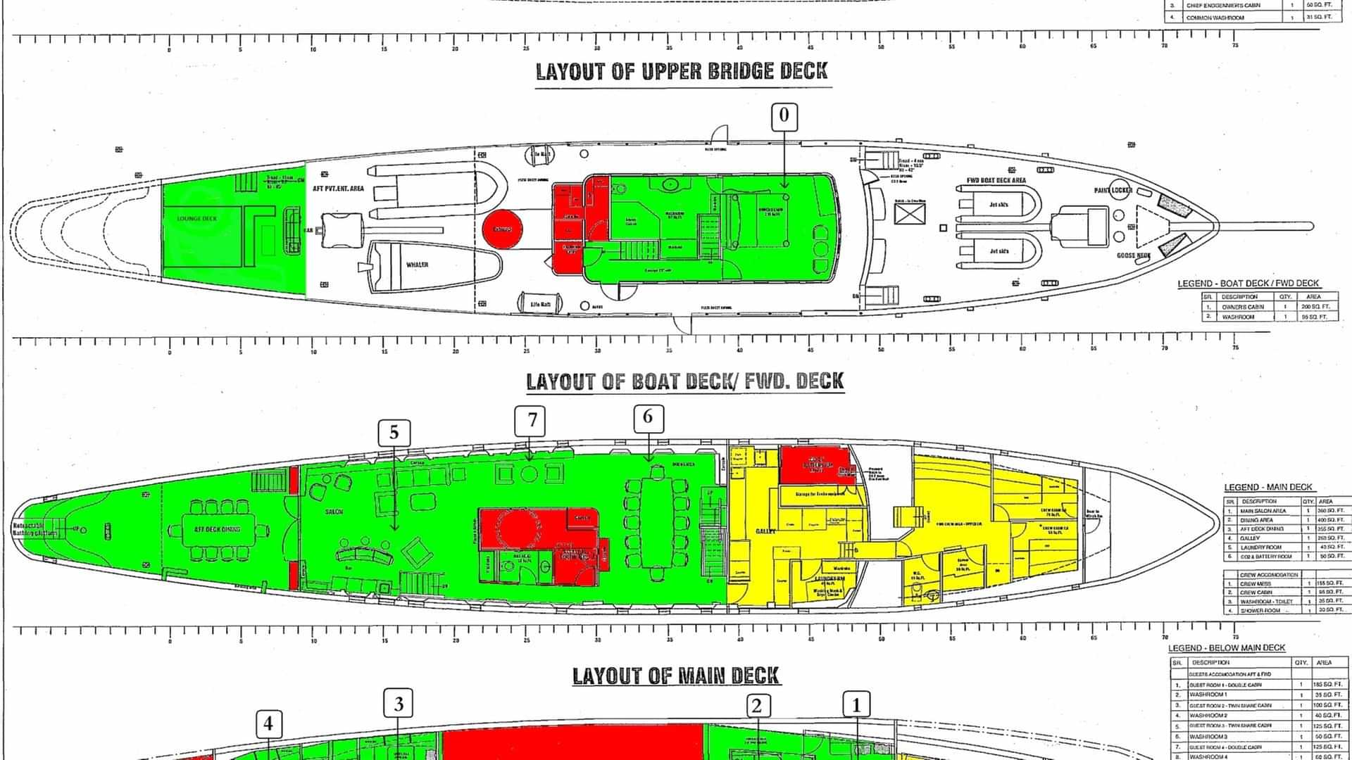 Luxury charter yacht layout diagram for KALIZMA
