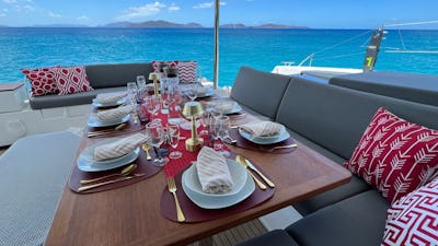 Charter Yacht VIENNA - huge cockpit, beautiful dining table and lounge