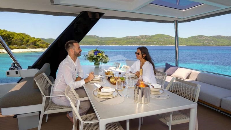 Dining on the Flybridge deck