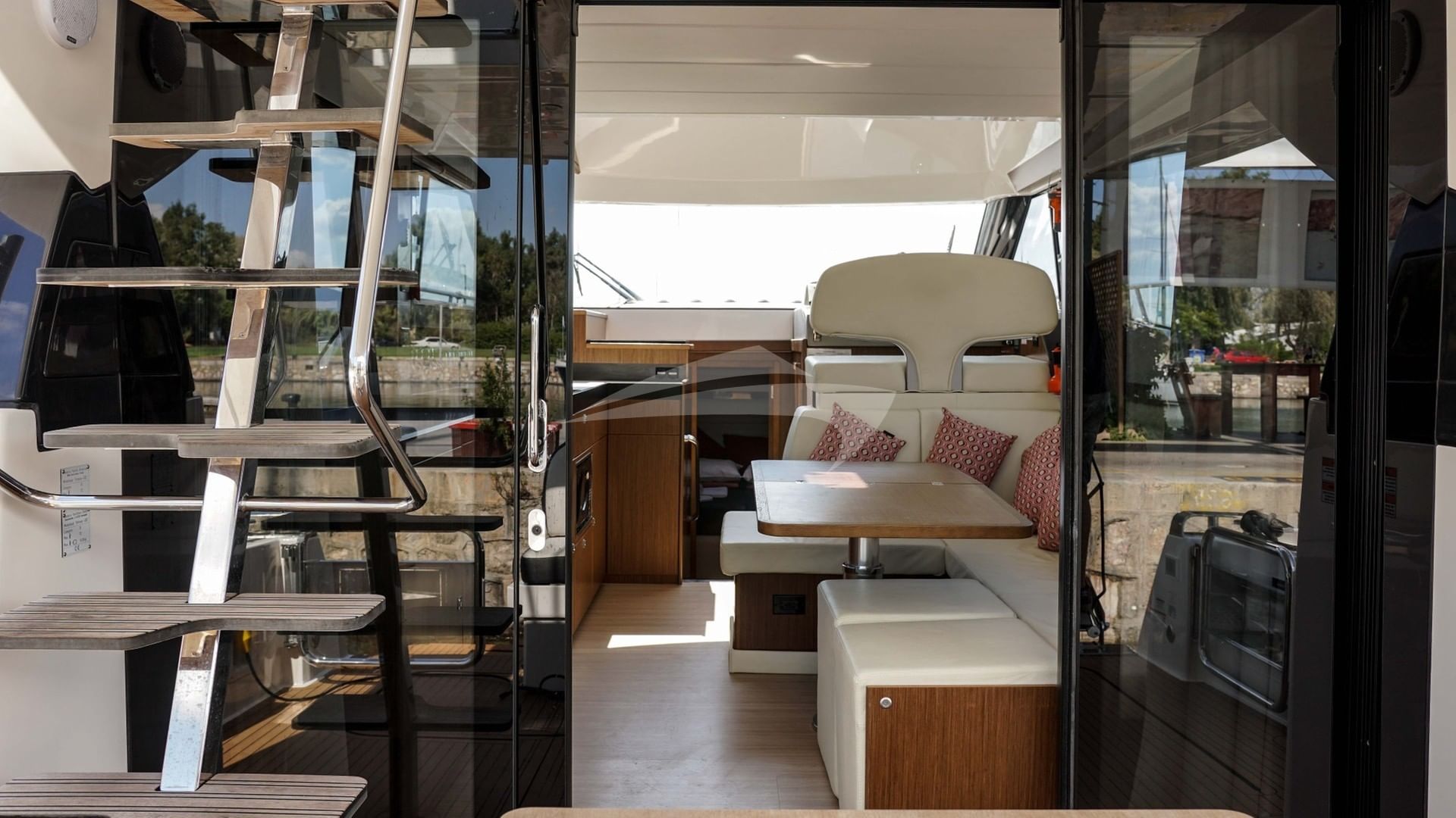 View of salon from aft deck