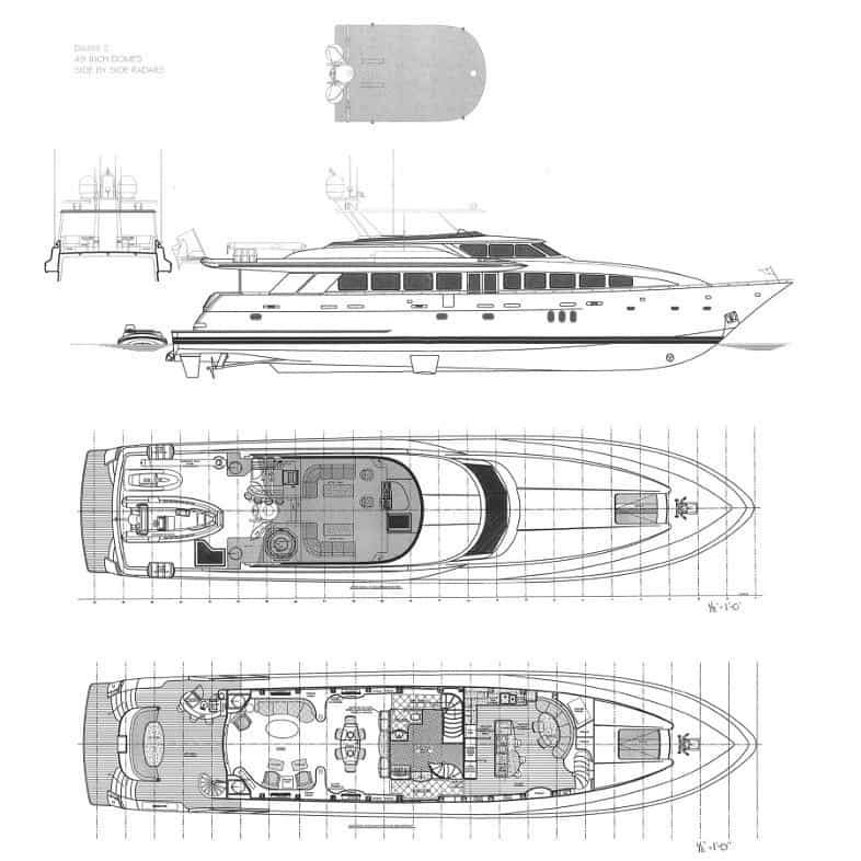 Luxury charter yacht layout diagram for RISK & REWARD