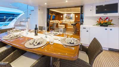Aft deck dining and seating