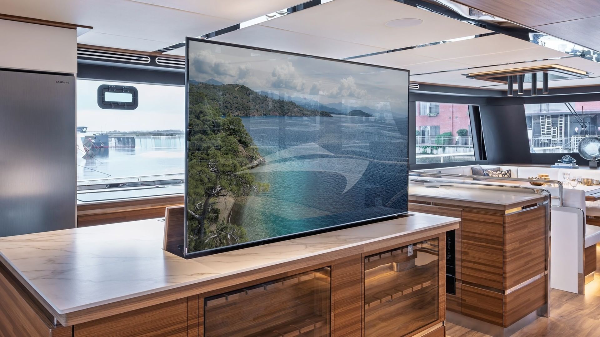 29 ATRAVERSIA – VisionF E-Cat 80 Catamaran Charter main saloon 4