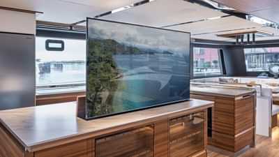 29 ATRAVERSIA – VisionF E-Cat 80 Catamaran Charter main saloon 4